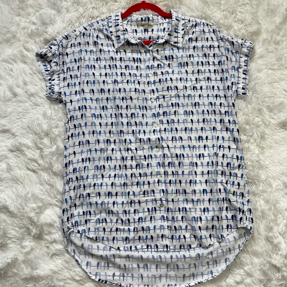 Jane and Delancey Parrot Printed Collared Shirt